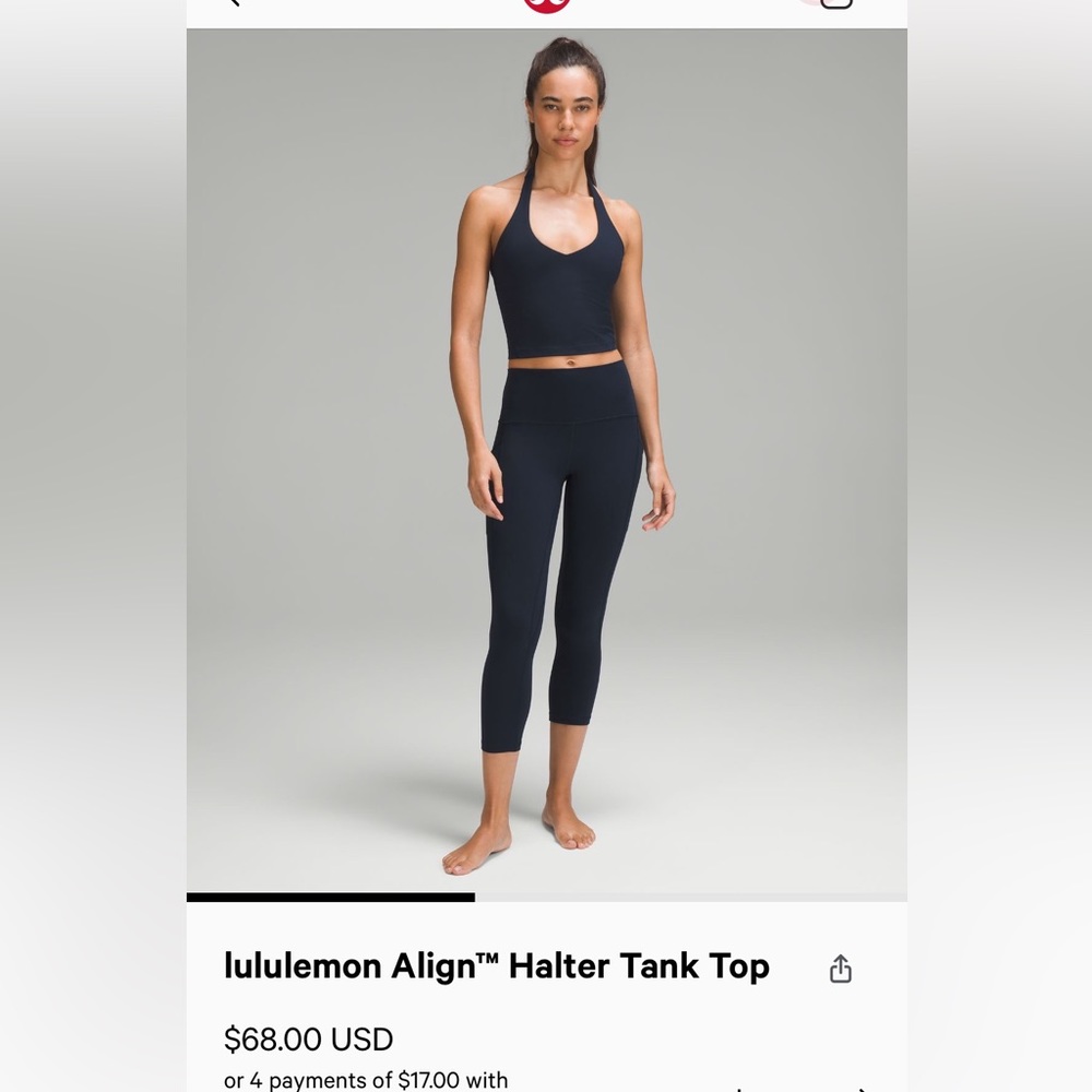Brand new w tags lululemon Align™ Halter Tank Top in true navy size 8